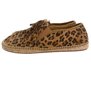 ARIAT Women's Espadrille Shoes Flats Leopard Fringe Slip-ons Sz 9.5 Mob Wife‎
